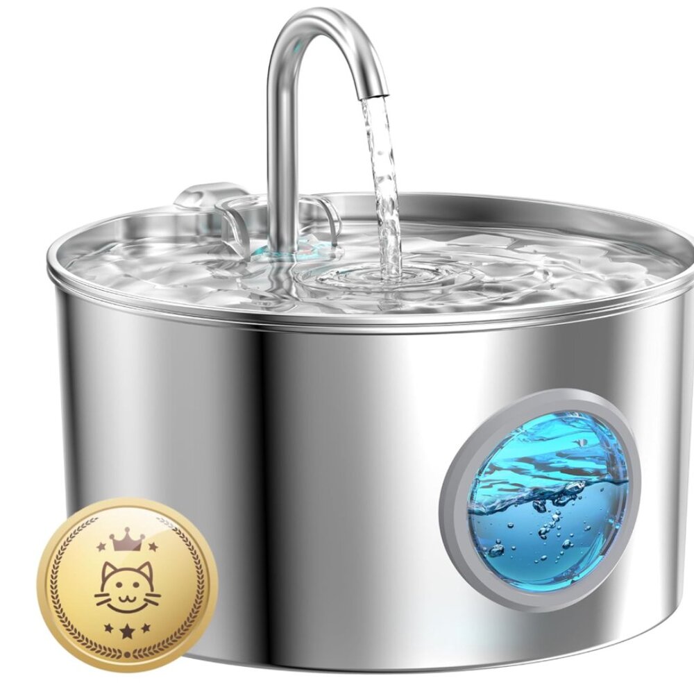 Cat Water Fountain Stainless Steel: 74oz/2.2L Cat Fountain for Drinking